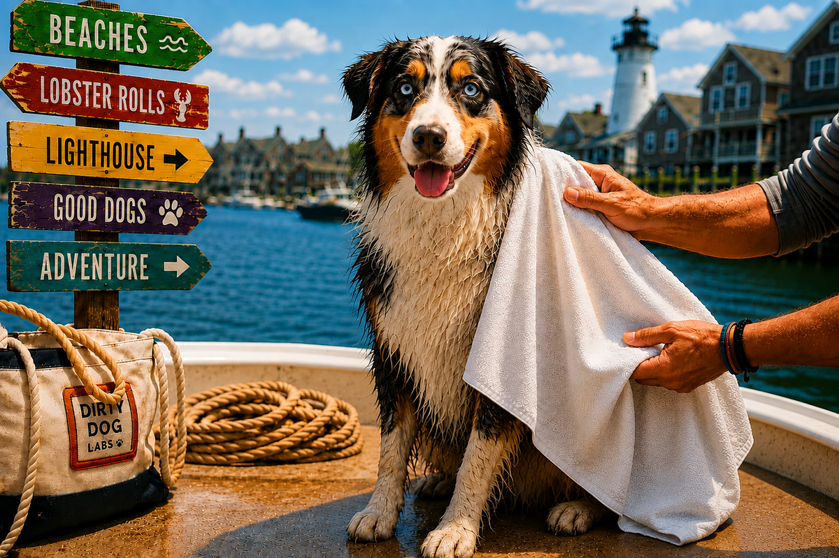 Dirty Dog Labs towel being used on a dog